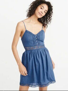 Abercrombie & Fitch Blue Crochet Lace Inset Mini Dress XS